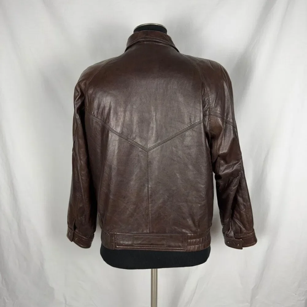 Vintage Brown Oversized 90’s Lined Leather Bomber -‎ Men’s 40